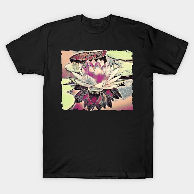 Oriental Lotus Flower T-Shirt by PhotoArts